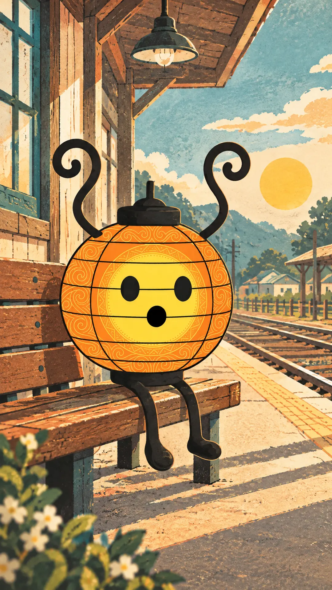 チョウタンのイラスト: 駅ベンチの暖房役