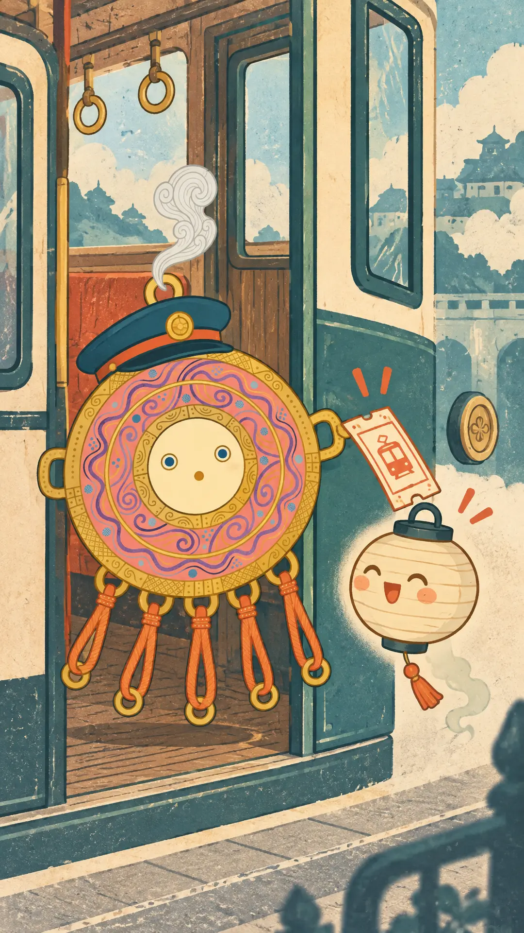 カナアミクラゲのイラスト: 発車前の救出劇